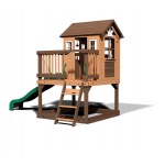 Casuta de joaca suspendata Eco Heights PlayHouse - Complex cu tobogan Centru multifuntional din lemn Backyard Discovery
